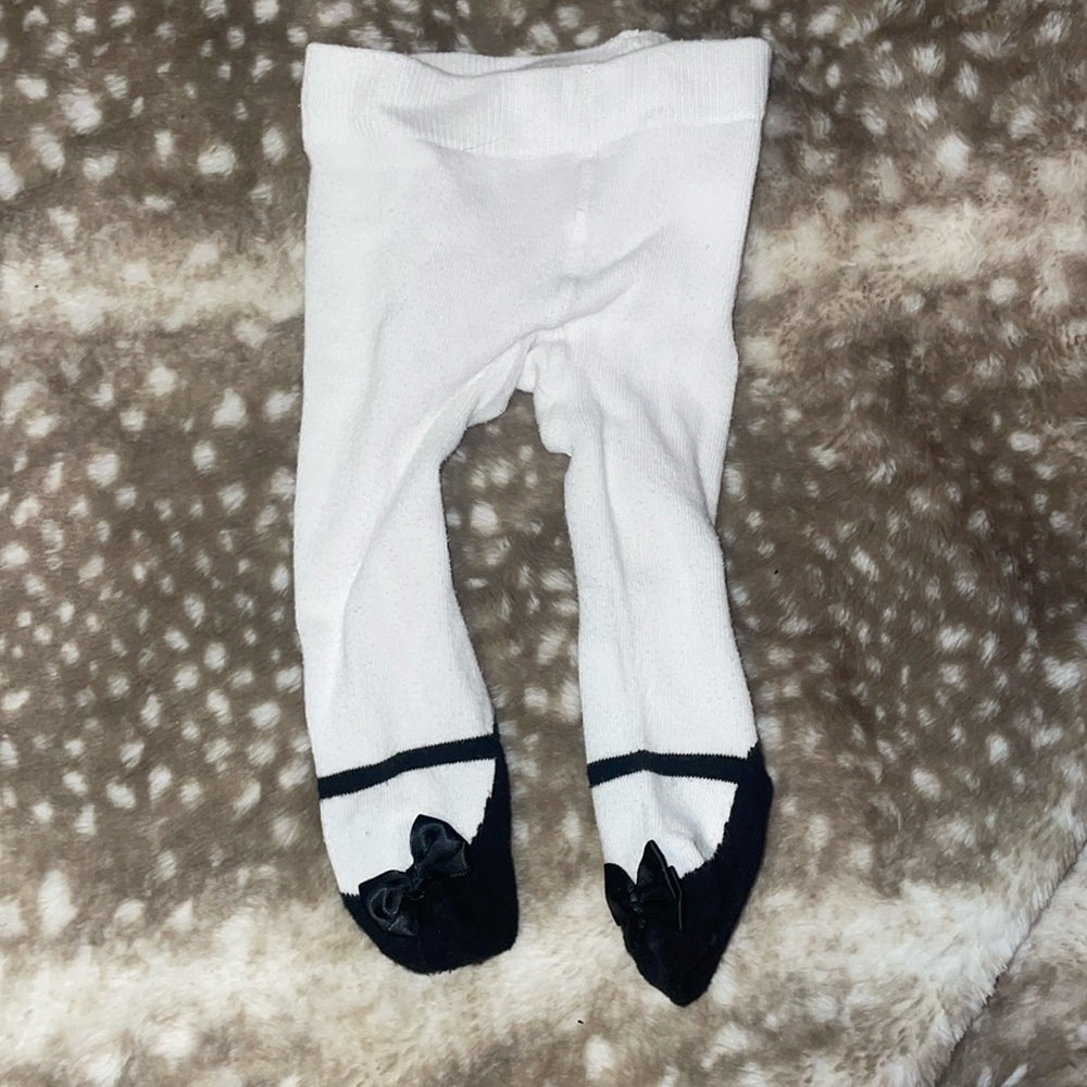 Black and white babygirl Mary Jane tights